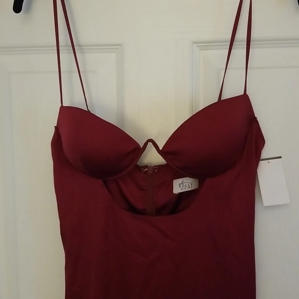 Burgundy Oh Polly Midi Dress - Picture 3 of 5